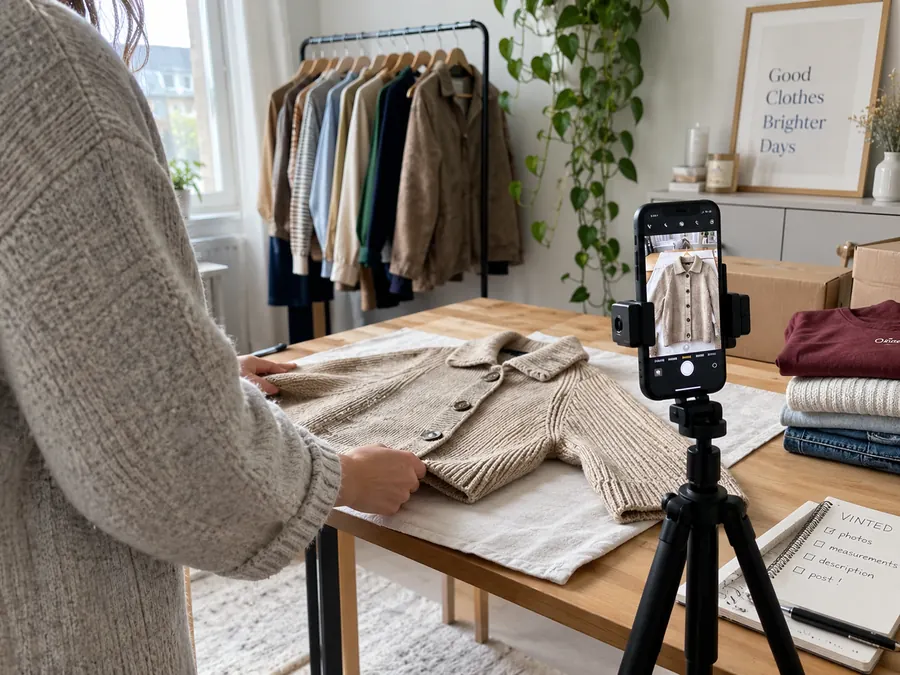 Photographing a jumper on a phone for an online listing